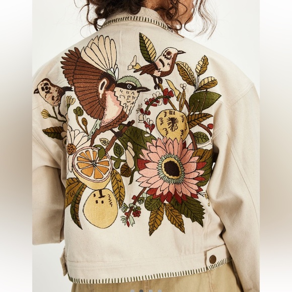 Free People Jackets & Blazers - Free People x Denim & Bone Woodlands Embroidered Jacket